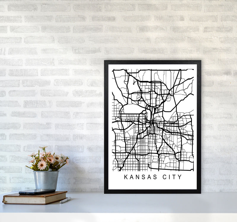 Kansas City Map Art Print by Pixy Paper A2 White Frame