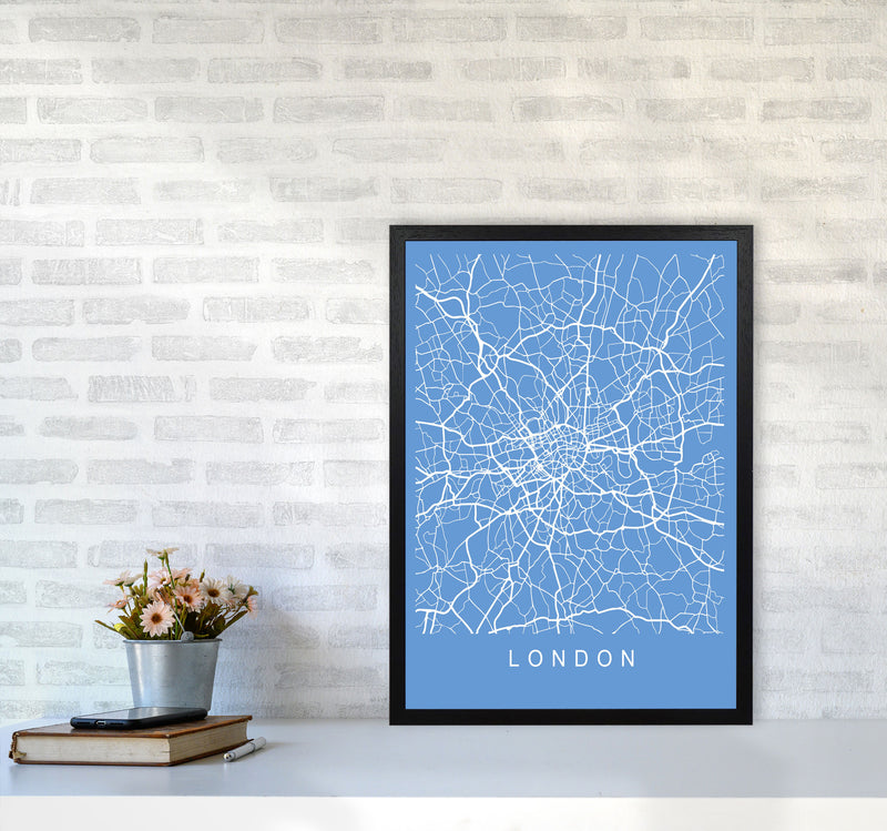 London Map Blueprint Art Print by Pixy Paper A2 White Frame
