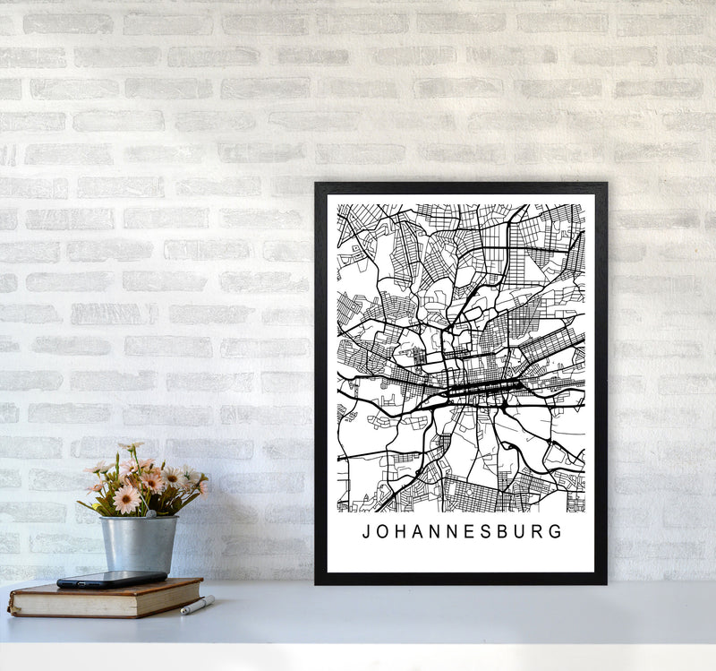 Johannesburg Map Art Print by Pixy Paper A2 White Frame