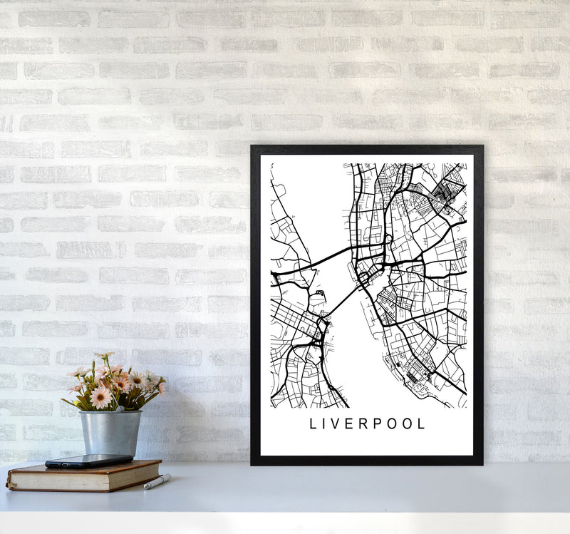 Liverpool Map Art Print by Pixy Paper A2 White Frame