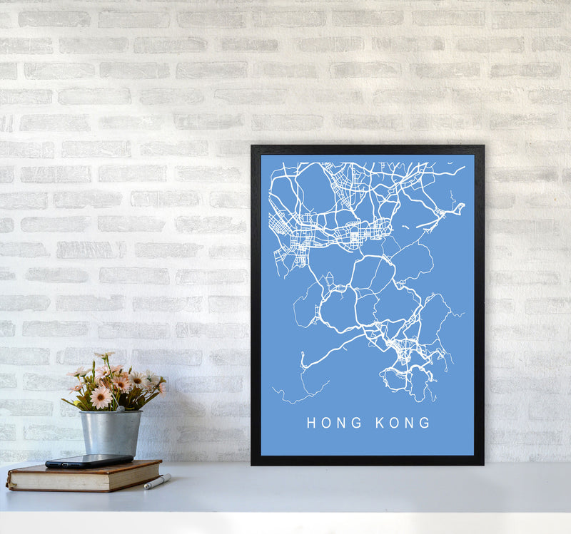 Hong Kong Map Blueprint Art Print by Pixy Paper A2 White Frame