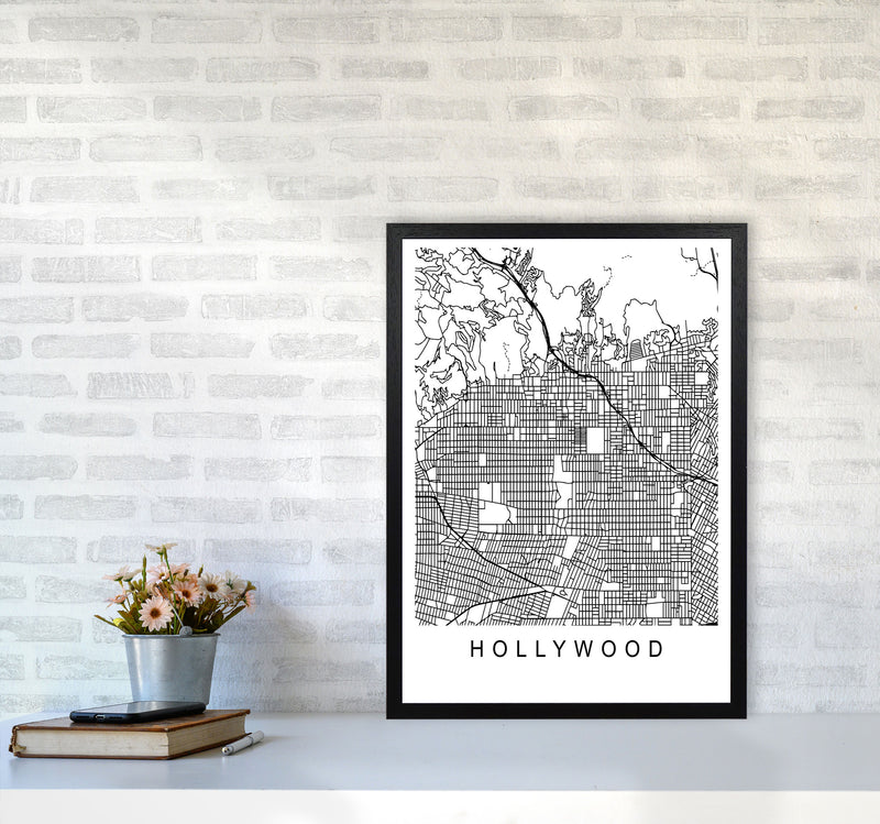 Hollywood Map Art Print by Pixy Paper A2 White Frame