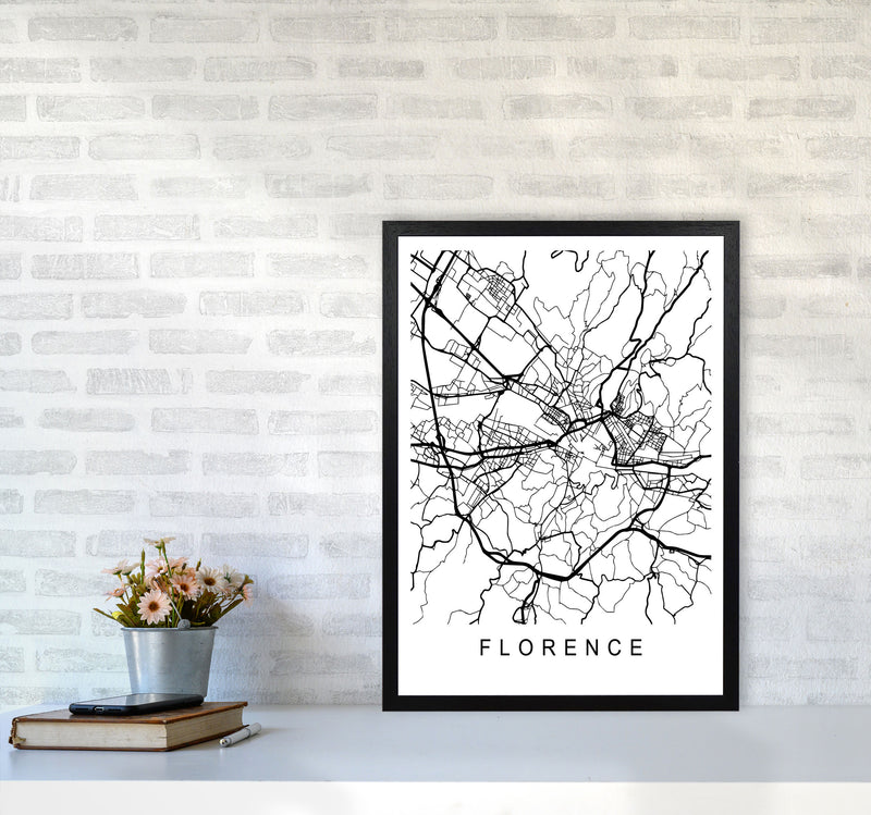 Florence Map Art Print by Pixy Paper A2 White Frame