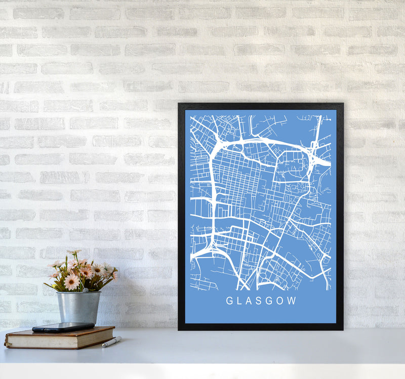 Glasgow Map Blueprint Art Print by Pixy Paper A2 White Frame