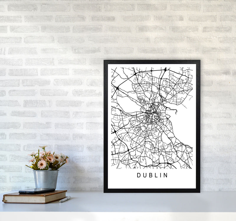 Dublin Map Art Print by Pixy Paper A2 White Frame