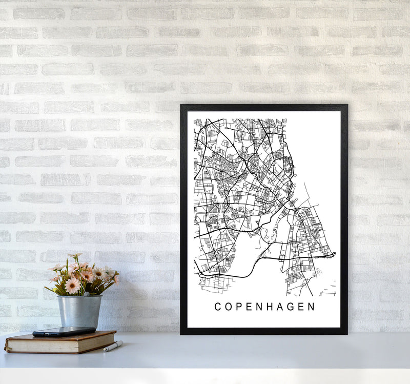 Copenhagen Map Art Print by Pixy Paper A2 White Frame