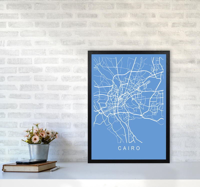 Cairo Map Blueprint Art Print by Pixy Paper A2 White Frame