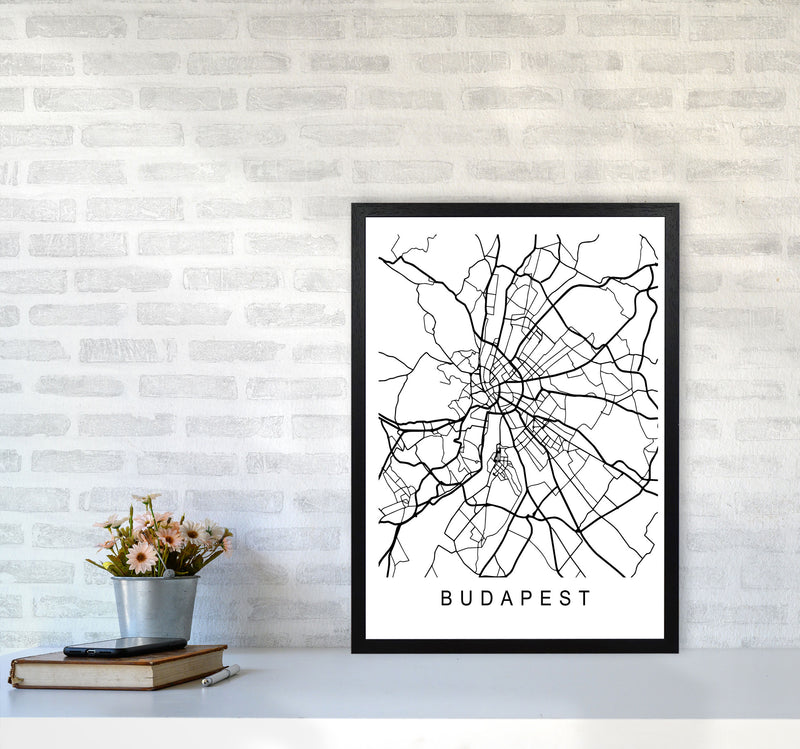 Budapest Map Art Print by Pixy Paper A2 White Frame