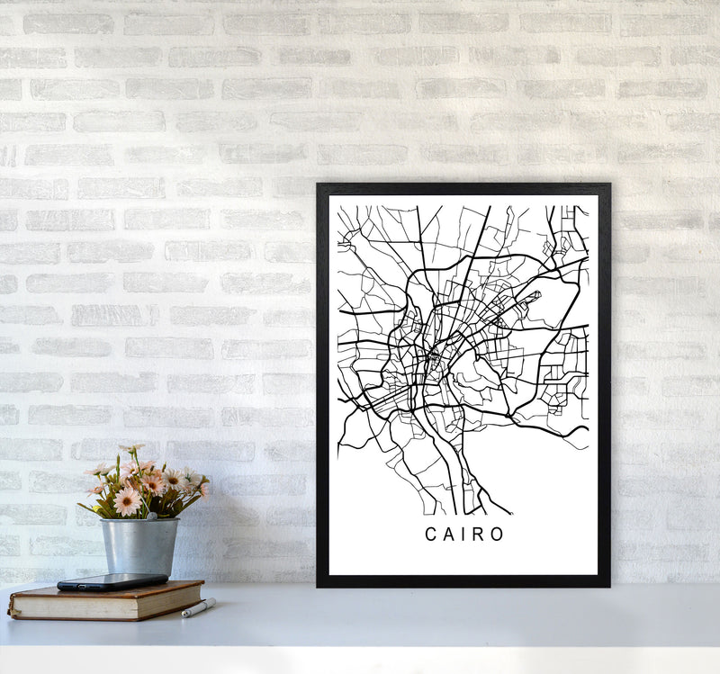 Cairo Map Art Print by Pixy Paper A2 White Frame