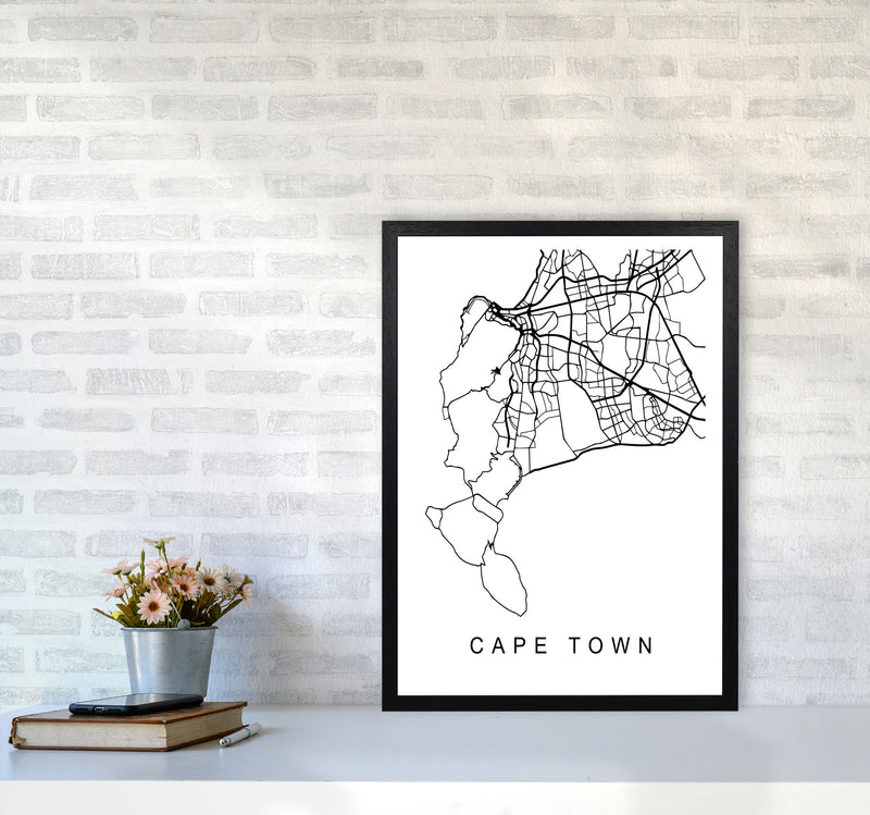 Cape Town Map Art Print by Pixy Paper A2 White Frame