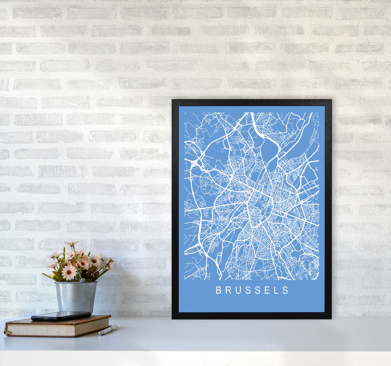 Brussels Map Blueprint Art Print by Pixy Paper A2 White Frame