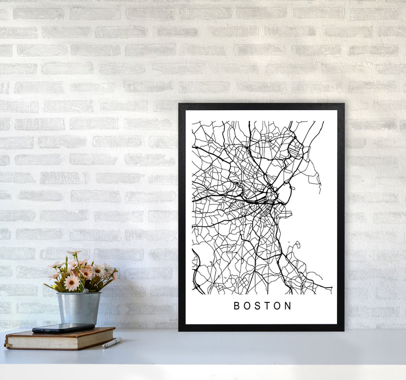 Boston Map Art Print by Pixy Paper A2 White Frame