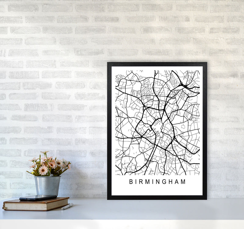 Birmingham Map Art Print by Pixy Paper A2 White Frame