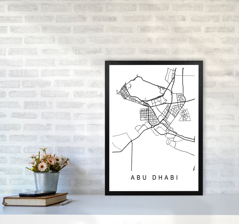 Abu Dhabi Map Art Print by Pixy Paper A2 White Frame