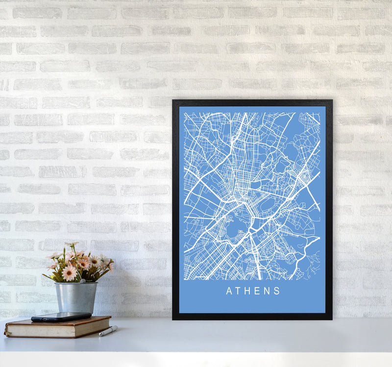 Athens Map Blueprint Art Print by Pixy Paper A2 White Frame