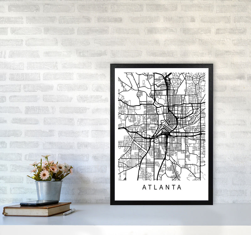 Atlanta Map Art Print by Pixy Paper A2 White Frame
