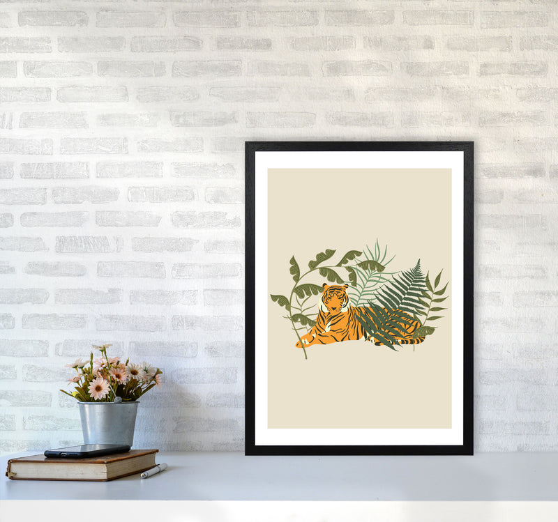 Wild Collection Resting Tiger Art Print by Pixy Paper A2 White Frame