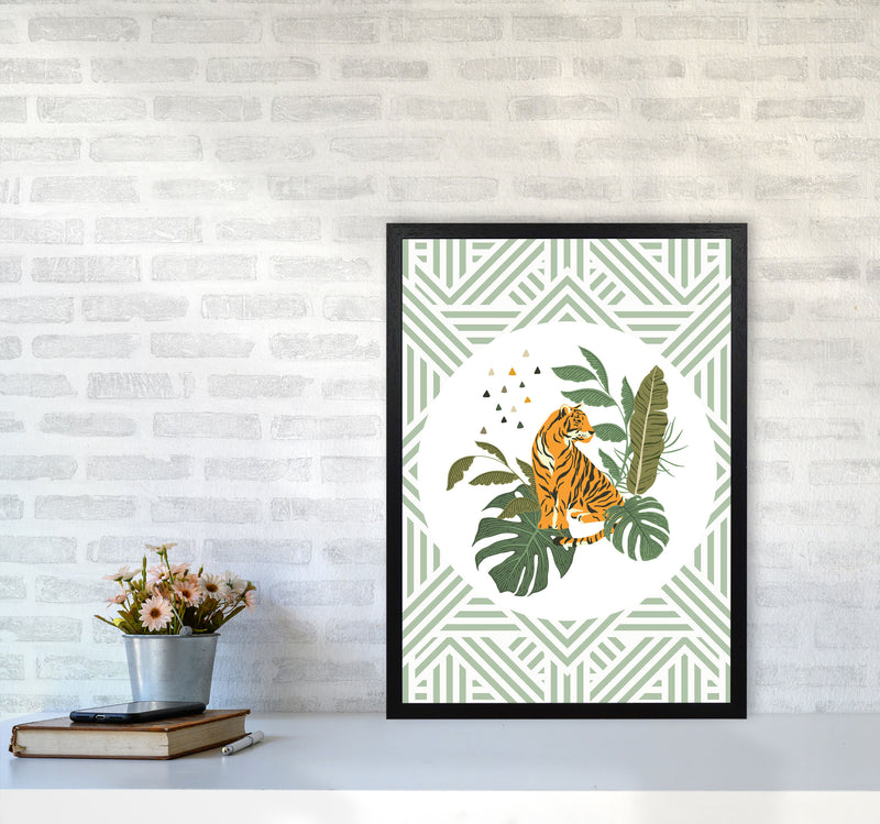 Wild Collection Aztec Tiger Art Print by Pixy Paper A2 White Frame