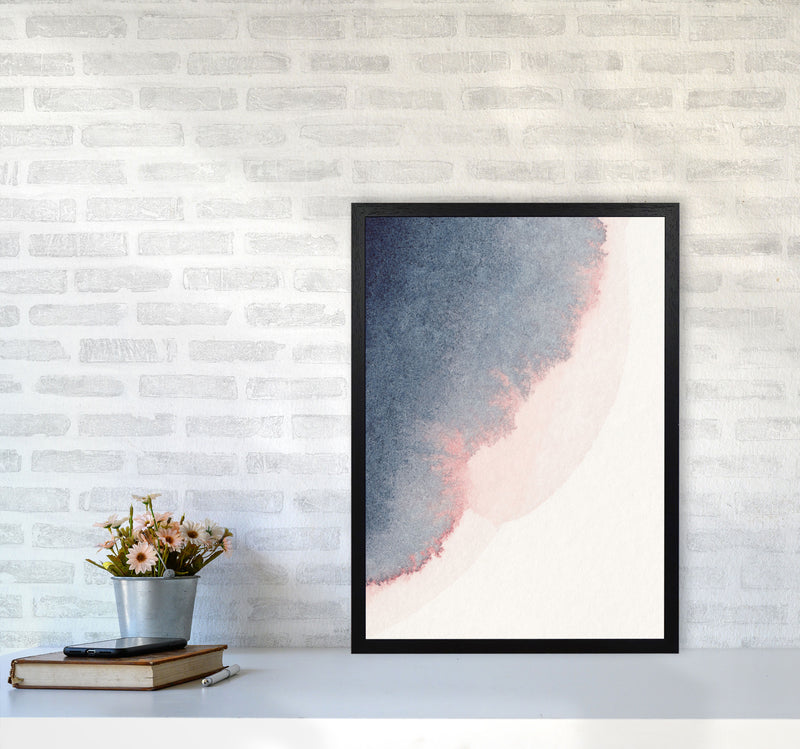 Sand Pink and Navy Watercolour 02 Art Print by Pixy Paper A2 White Frame