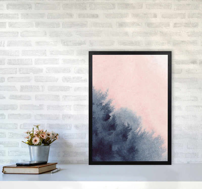 Sand Pink and Navy Watercolour 03 Art Print by Pixy Paper A2 White Frame