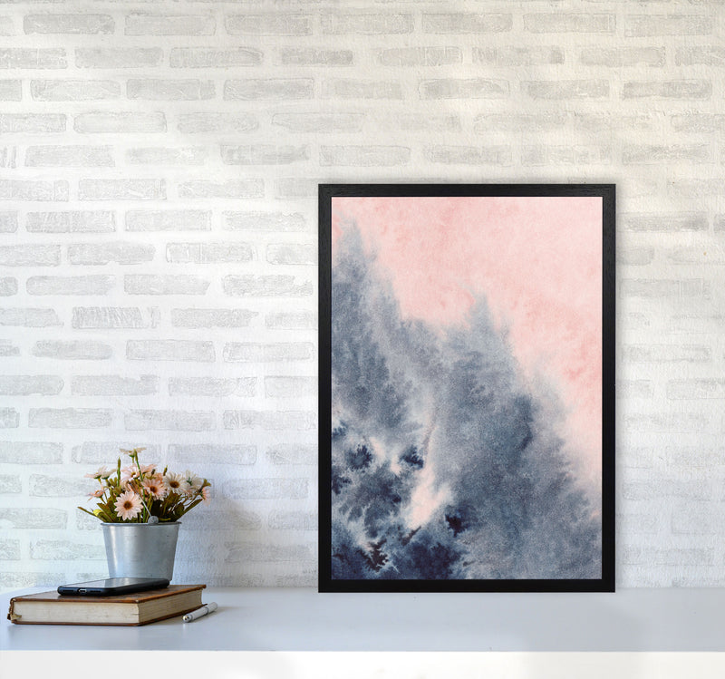 Sand Pink and Navy Watercolour 04 Art Print by Pixy Paper A2 White Frame