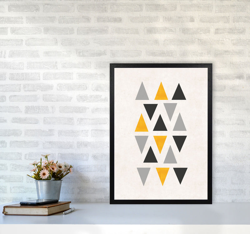 Small triangles mix mustard Art Print by Pixy Paper A2 White Frame