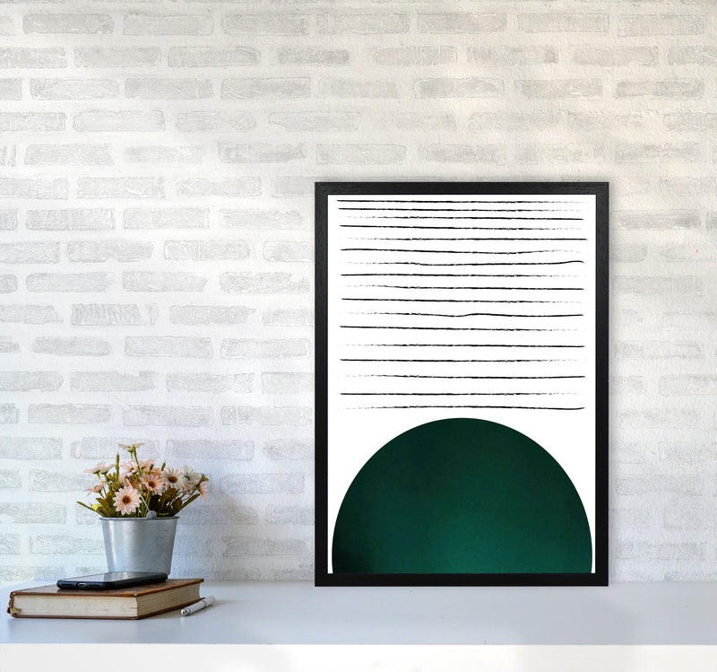 Sun lines emerald Art Print by Pixy Paper A2 White Frame