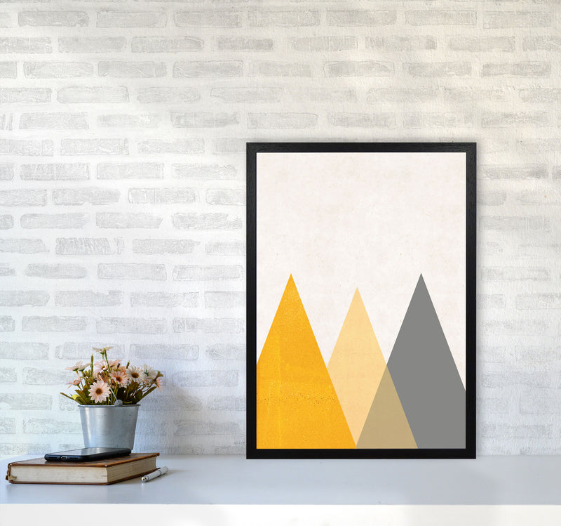 Mountains mustard Art Print by Pixy Paper A2 White Frame