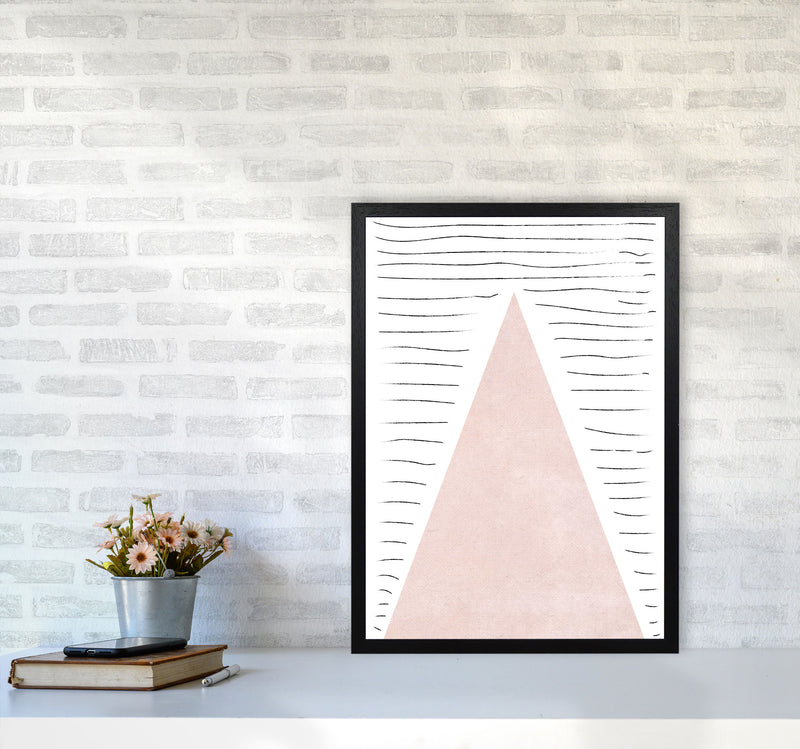 Mountains lines pink cotton Art Print by Pixy Paper A2 White Frame