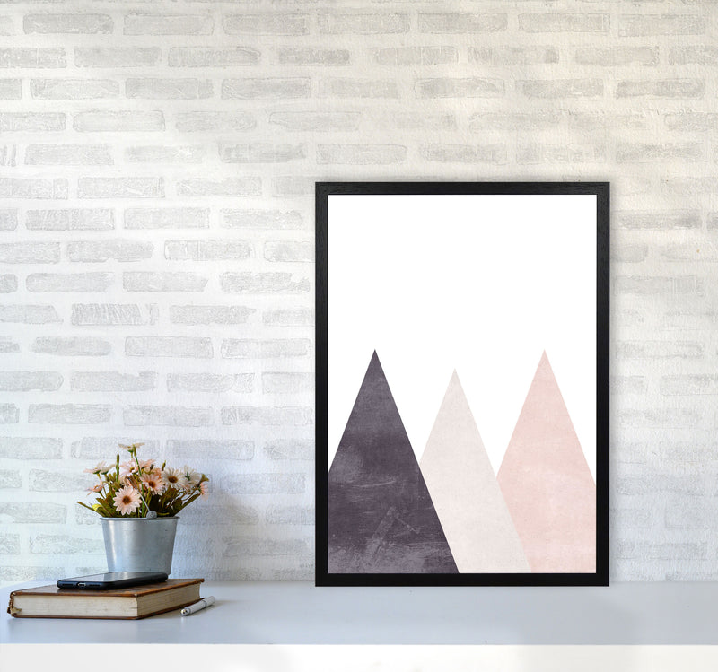 Mountains pink cotton Art Print by Pixy Paper A2 White Frame