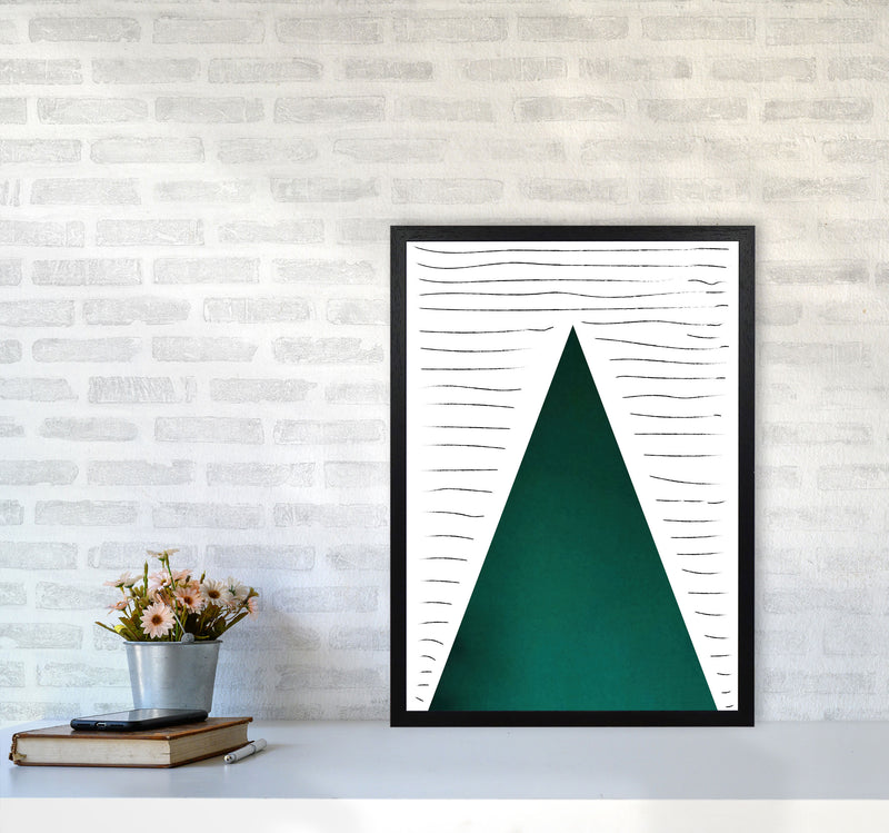 Mountain lines emerald Art Print by Pixy Paper A2 White Frame