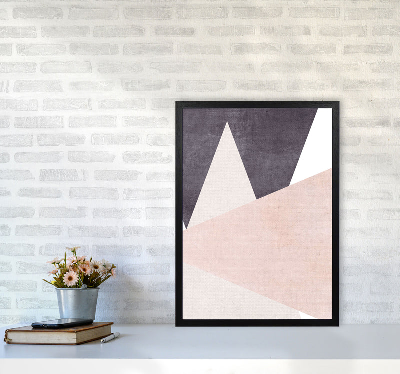 Large triangles pink cotton Art Print by Pixy Paper A2 White Frame