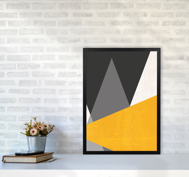 Large triangles mustard Art Print by Pixy Paper A2 White Frame