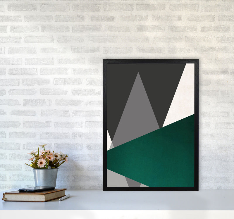 Large triangles emerald Art Print by Pixy Paper A2 White Frame
