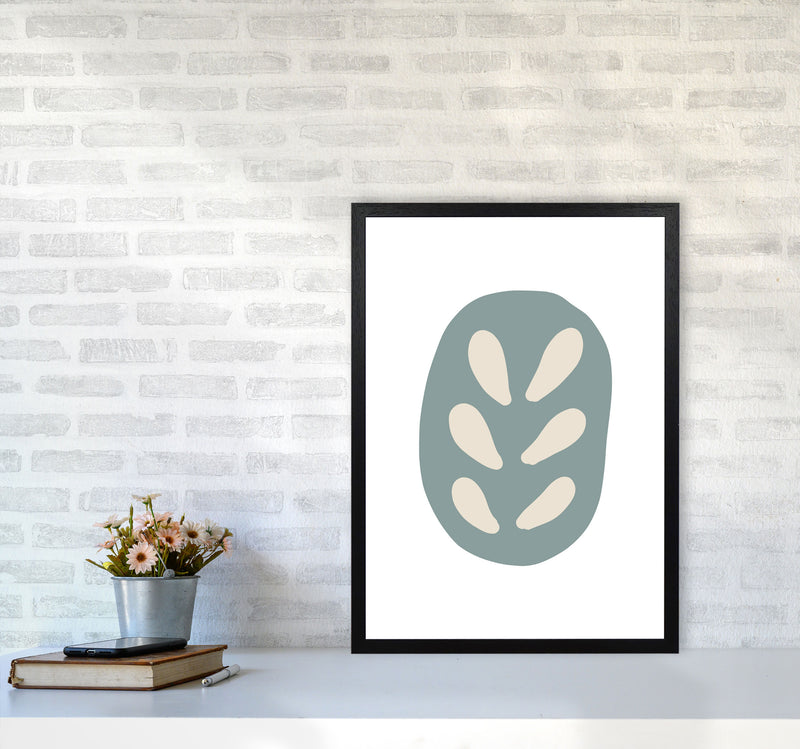 Inspired Teal Floral Abstract Art Print by Pixy Paper A2 White Frame