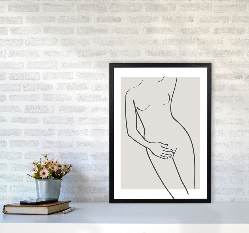 Inspired Stone Woman Line Art Black Art Print by Pixy Paper A2 White Frame