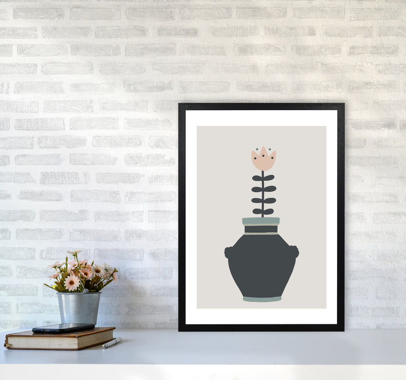 Inspired Plant Pot Stone Art Print by Pixy Paper A2 White Frame