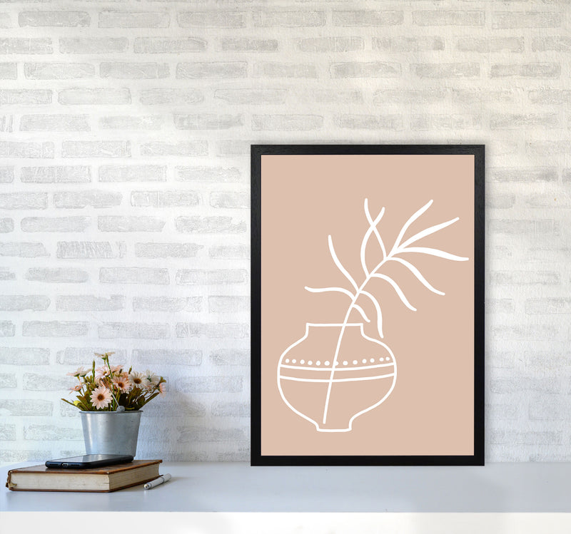 Inspired Pink Plant Silhouette Line Art Art Print by Pixy Paper A2 White Frame