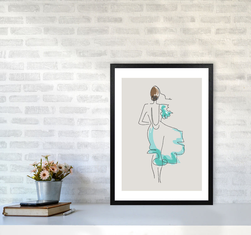 Inspired Stone Woman in Dress Line Art Art Print by Pixy Paper A2 White Frame