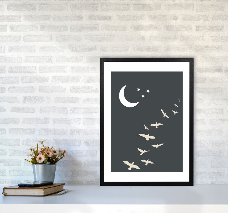 Inspired Off Black Night Sky Art Print by Pixy Paper A2 White Frame