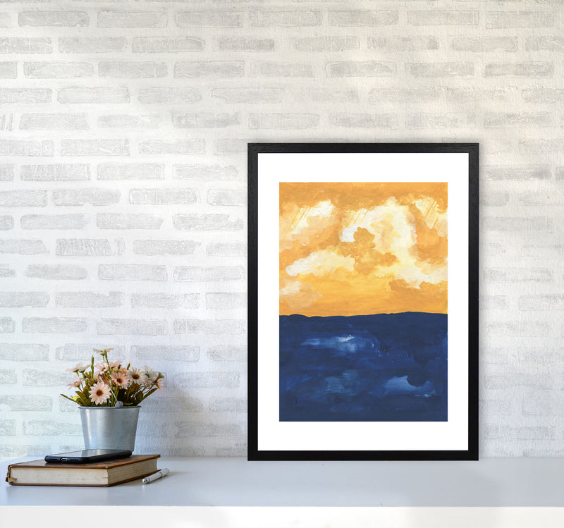 Horizon Abstract Sea  Art Print by Pixy Paper A2 White Frame