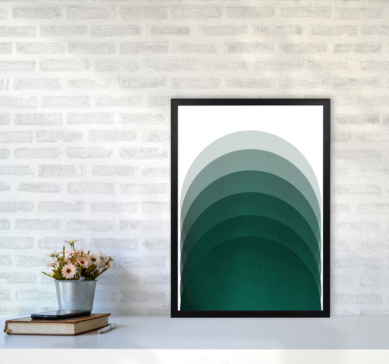 Gradient Sun rising emerald Art Print by Pixy Paper A2 White Frame
