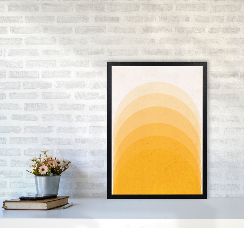 Gradient Sun rising mustard Art Print by Pixy Paper A2 White Frame