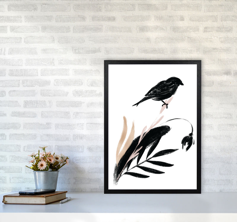 Delicate Floral Bird 04 Art Print by Pixy Paper A2 White Frame