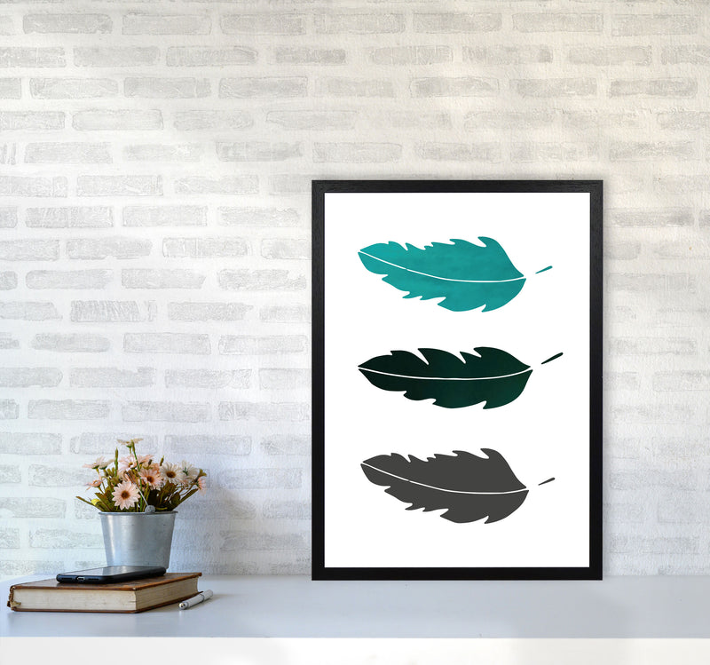 Feathers Emerald Art Print by Pixy Paper A2 White Frame