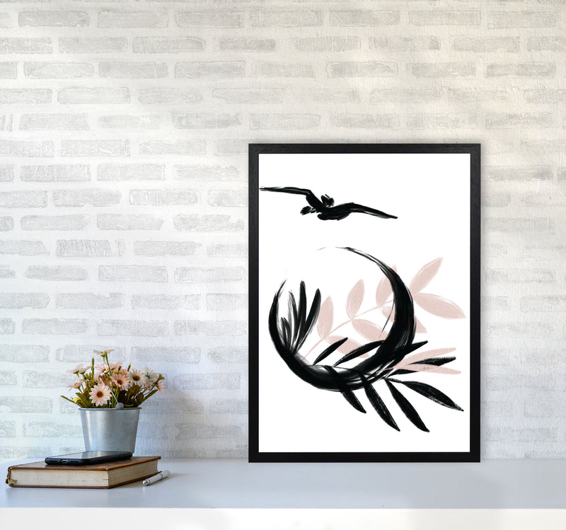 Delicate Floral Moon 08 Art Print by Pixy Paper A2 White Frame