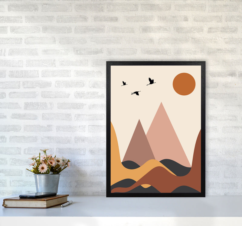 Autumn Mountains abstract Art Print by Pixy Paper A2 White Frame