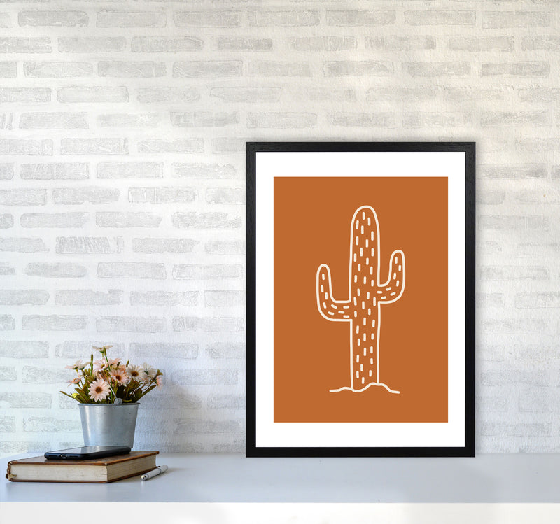 Autumn Cactus Burnt Orange abstract Art Print by Pixy Paper A2 White Frame