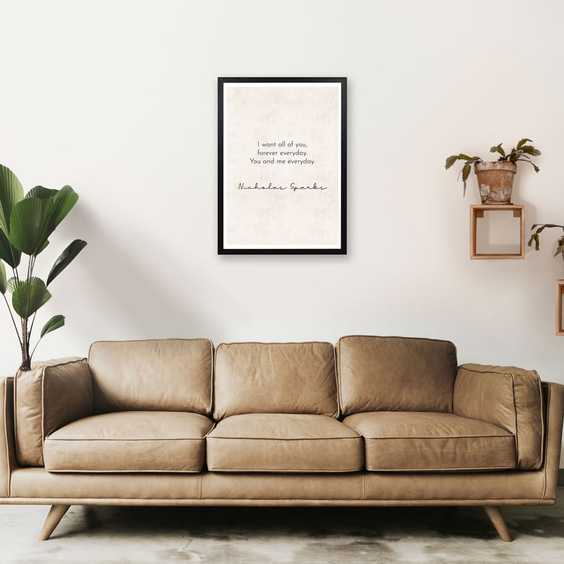 You and Me - Nicholas Sparks Art Print by Pixy Paper A2 White Frame
