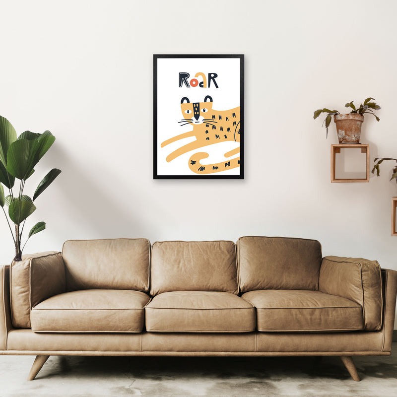 Roar leopard Art Print by Pixy Paper A2 White Frame